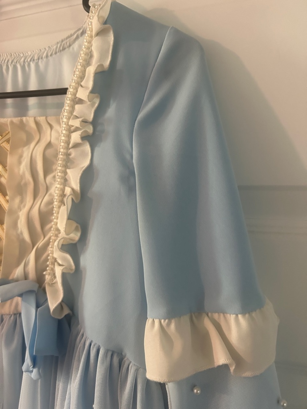 Light Blue Long Sleeve Lace-Trim Lolita Dress - Picture 9 of 13
